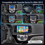 Car Stereo for Hyundai Santa Fe 2006-2012 Upgrade Wireless CarPlay & Android Auto AHD Backup Camera GPS SWC FM WiFi Bluetooth