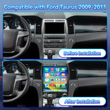 Car Stereo Radio for Ford Taurus 2009-2011 with Wireless CarPlay & Android Auto Qualcomm 8‑Core Chip 12.1-Inch Touchscreen GPS Navigation WiFi Bluetooth FM