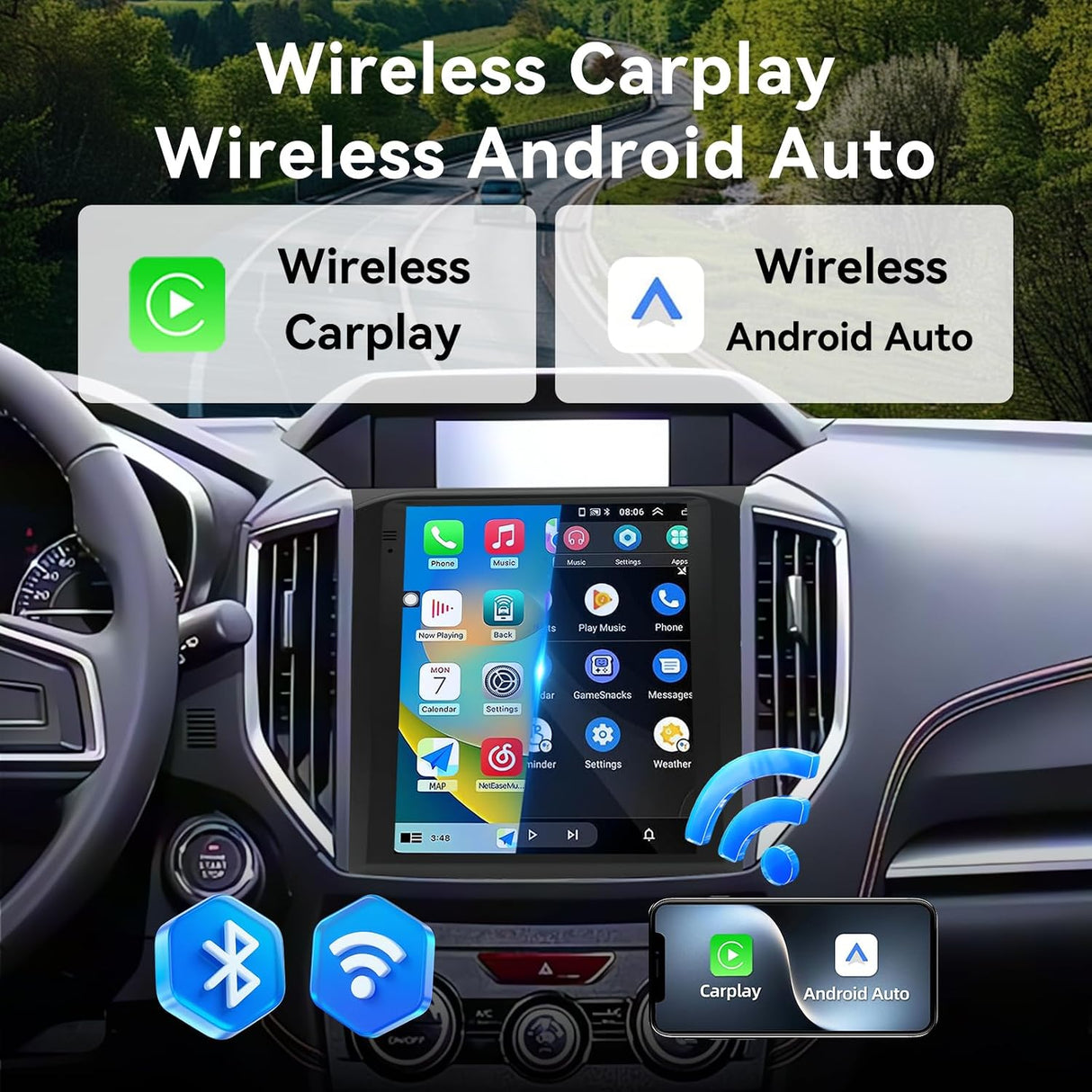 Car Stereo Radio for Subaru XV Crosstrek 2018 2019 2020 2021 Wireless CarPlay & Android Auto AHD Backup Camera Upgrade Touch Screen GPS WiFi SWC FM Bluetooth