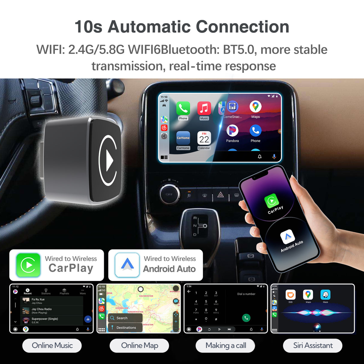 Wireless CarPlay/Android Auto Adapter for Stock Wired CarPlay/Android Auto Cars