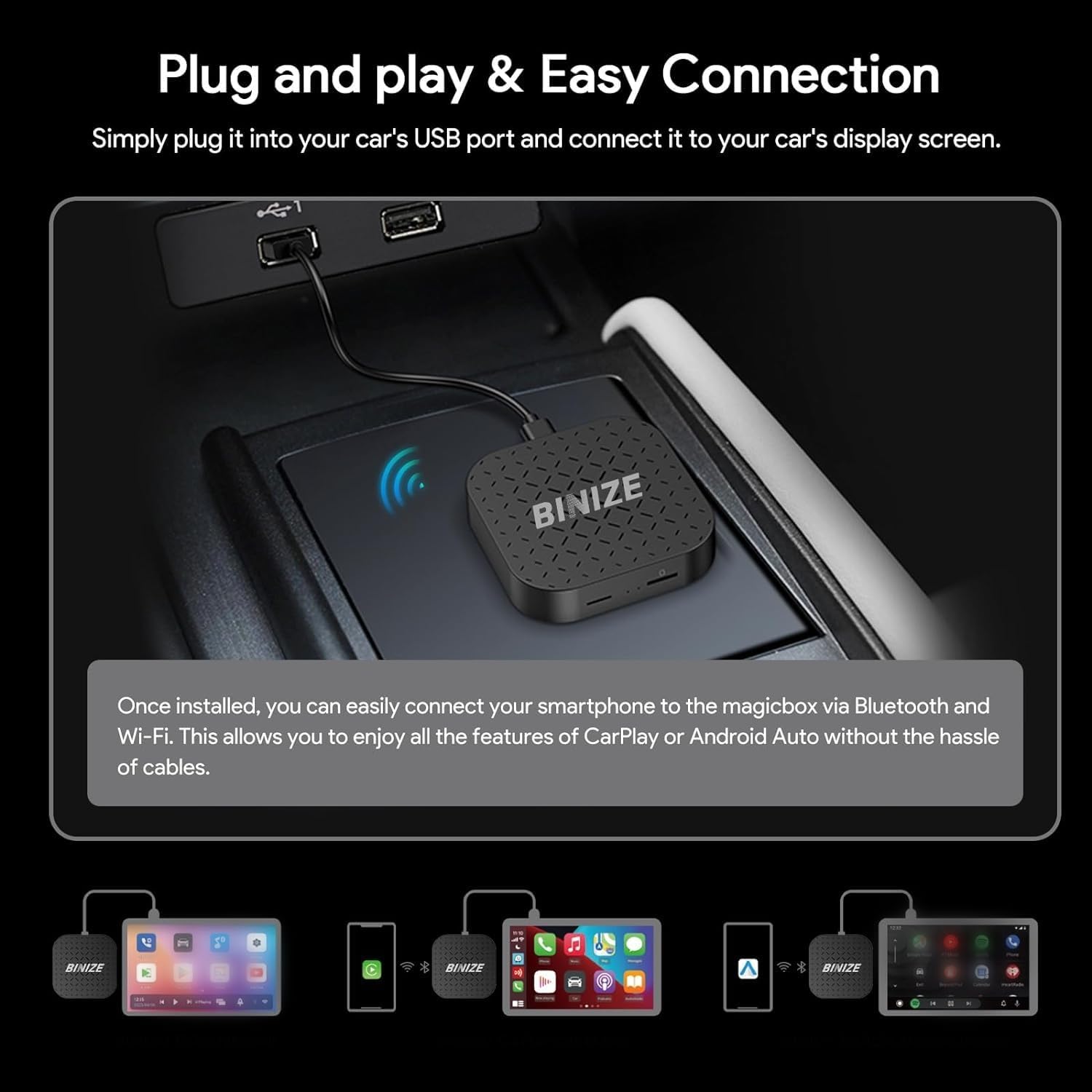 Android Car Play Box for Car with OEM Wired CarPlay/Android Auto