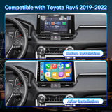Android 13 Car Stereo Radio for Toyota RAV4 2019-2022 with Wireless CarPlay & Android Auto 10.1" IPS HD Touchscreen GPS Navigation Bluetooth SWC FM DSP Backup Camera