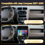 Car Stereo for Jeep Compass 2007-2009 Upgrade Wireless CarPlay & Android Auto AHD Backup Camera GPS SWC FM WiFi Bluetooth