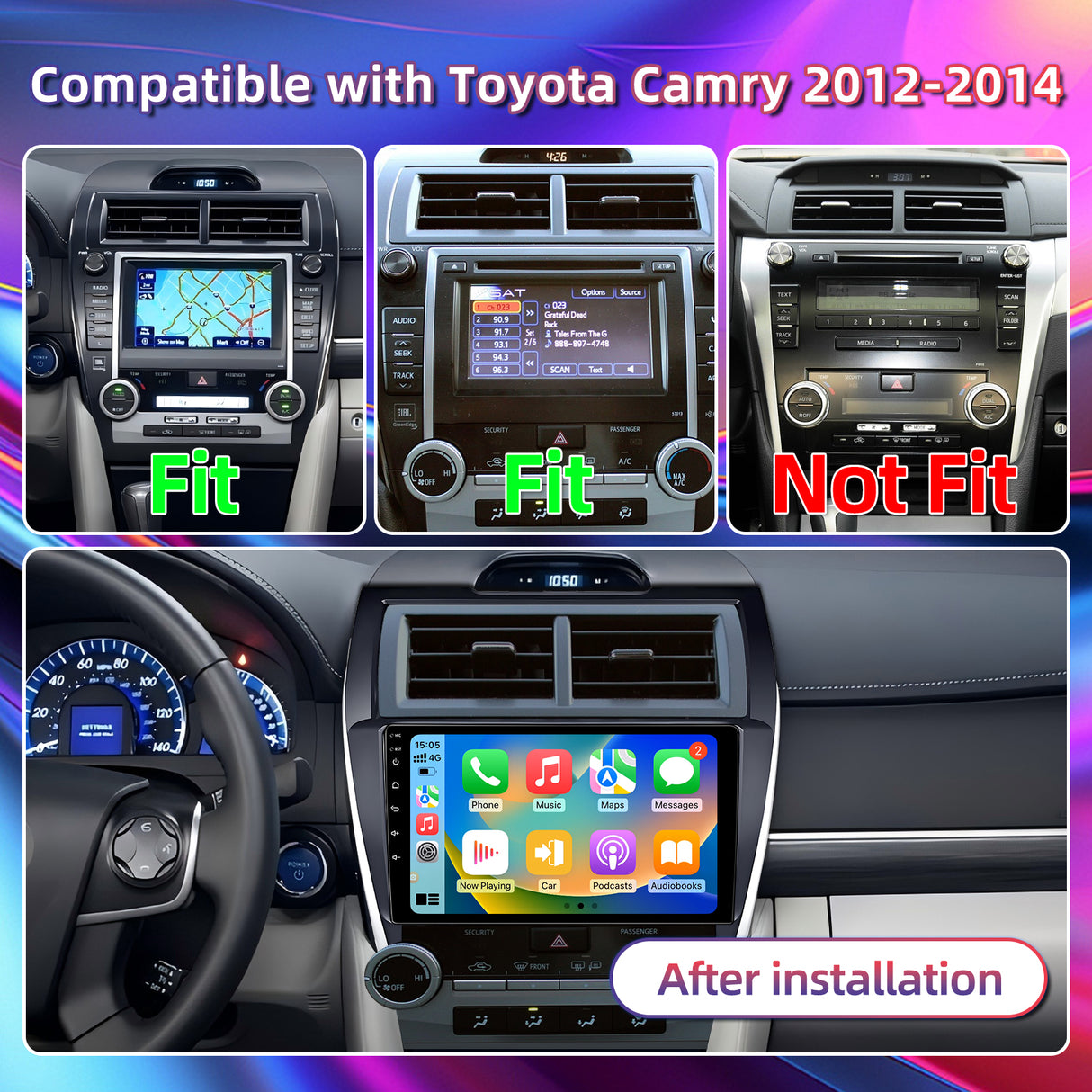 Binize Android 13 Car Stereo Radio CarPlay Stereo Touch Screen for 2012 2013 2014 Toyota Camry
