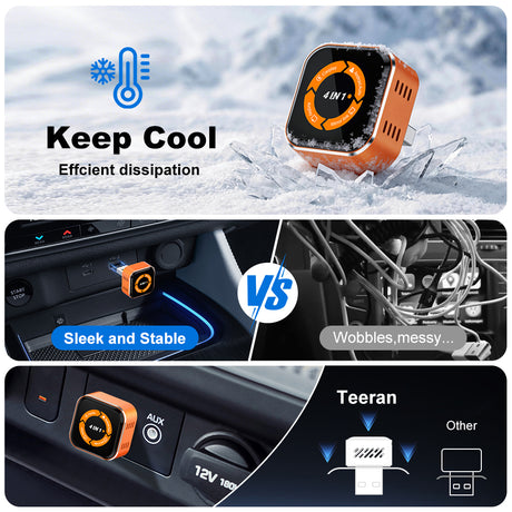 4-in-1 Mini Wireless CarPlay & Android Auto Adapter with iPhone & Android Screen Mirroring for Stock Wires  CarPlay & Android Auto Vehicles