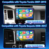 Car Stereo Radio for Toyota Tundra 2007-2013 Sequoia 2008-2012 with Wireless CarPlay & Android Auto 10-Inch Touchscreen DSP AM FM GPS Backup Camera