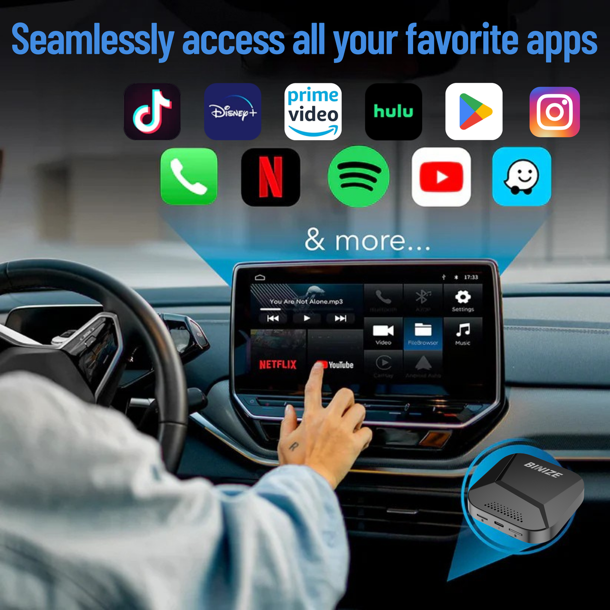 BINIZE B2 Android 13 CarPlay AI BOX for OEM Car with Wired CarPlay/Android Auto