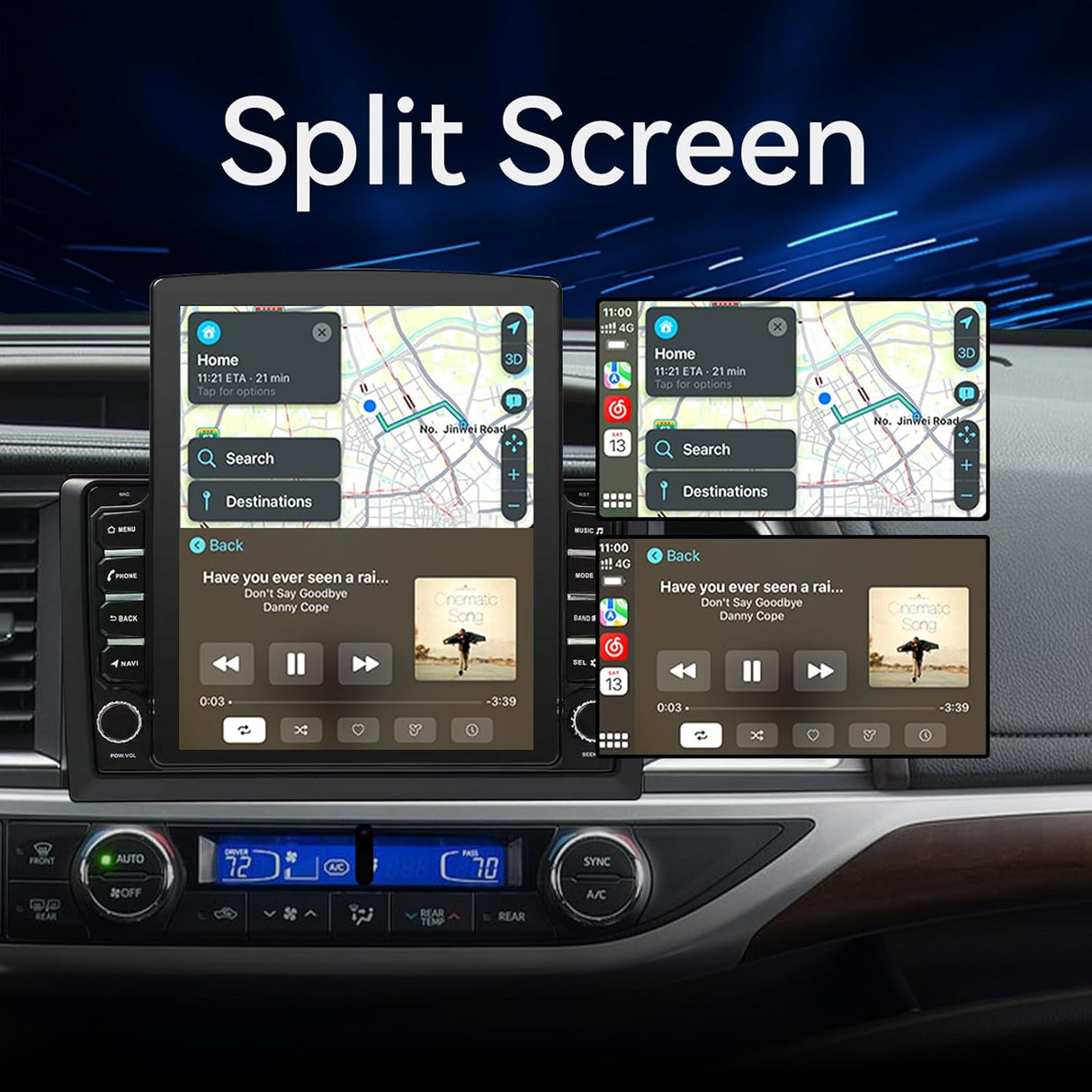 Car Stereo Radio for Toyota Highlander 2014 2015 2016 2017 2018 2019 Upgrade,Wireless CarPlay & Android Auto AHD Backup Camera GPS SWC Bluetooth