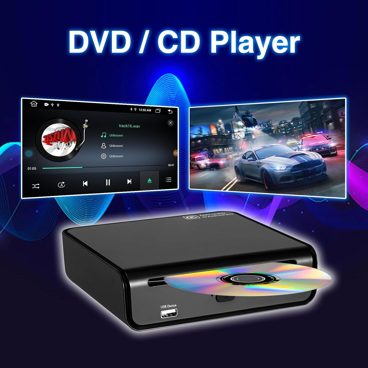 Android 13 USB CarPlay CD Player for Car with Wired CarPlay – Binize