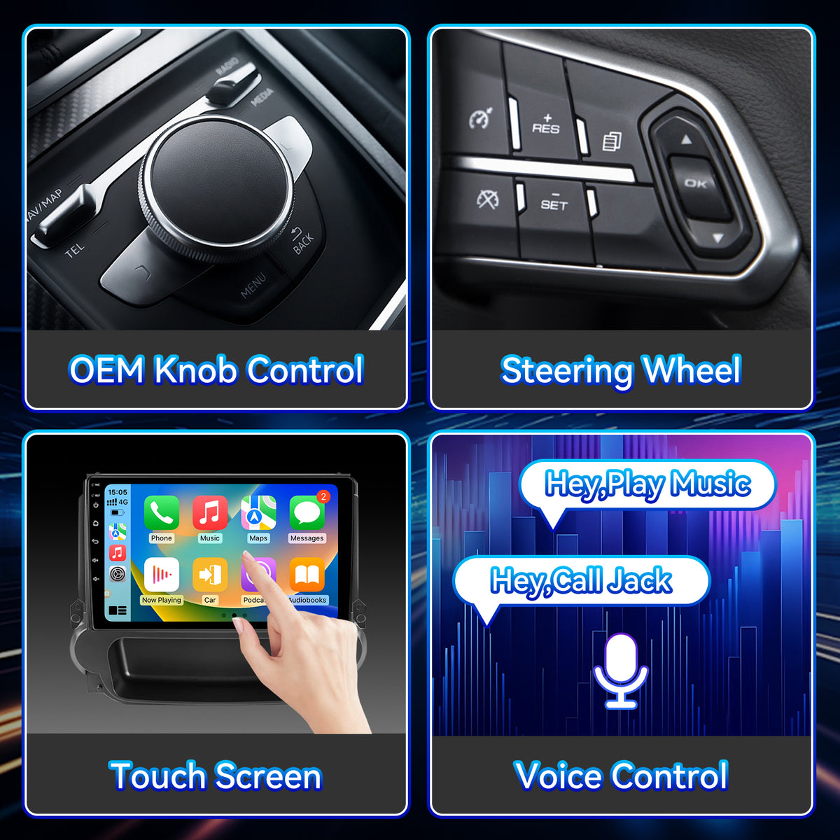 Car Stereo Radio for Chevrolet Malibu 2011-2015 with Wireless CarPlay & Android Auto 9-Inch Touchscreen Mirror Link Bluetooth FM RDS WiFi GPS EQ SWC Backup Camera