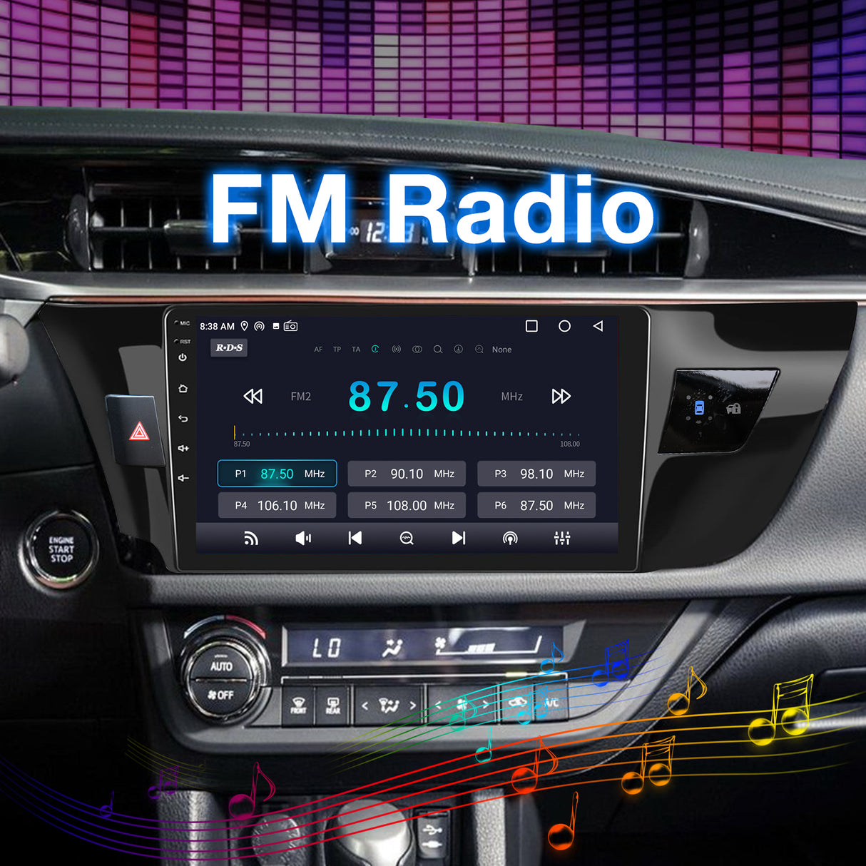 BINIZE Android 13 Car Stereo Radio Compatible with Toyota Corolla 2014 2015 2016 Wireless Carplay&Android Auto, 10 Inch Touchscreen Bluetooth GPS Navigation, WiFi, FM Radio,Mirror Link,Backup Camera