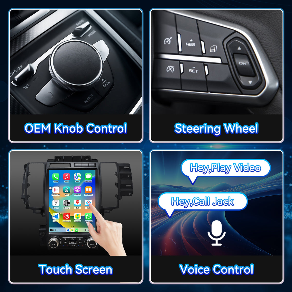 Car Stereo Radio for Ford Taurus 2009-2011 with Wireless CarPlay & Android Auto Qualcomm 8‑Core Chip 12.1-Inch Touchscreen GPS Navigation WiFi Bluetooth FM