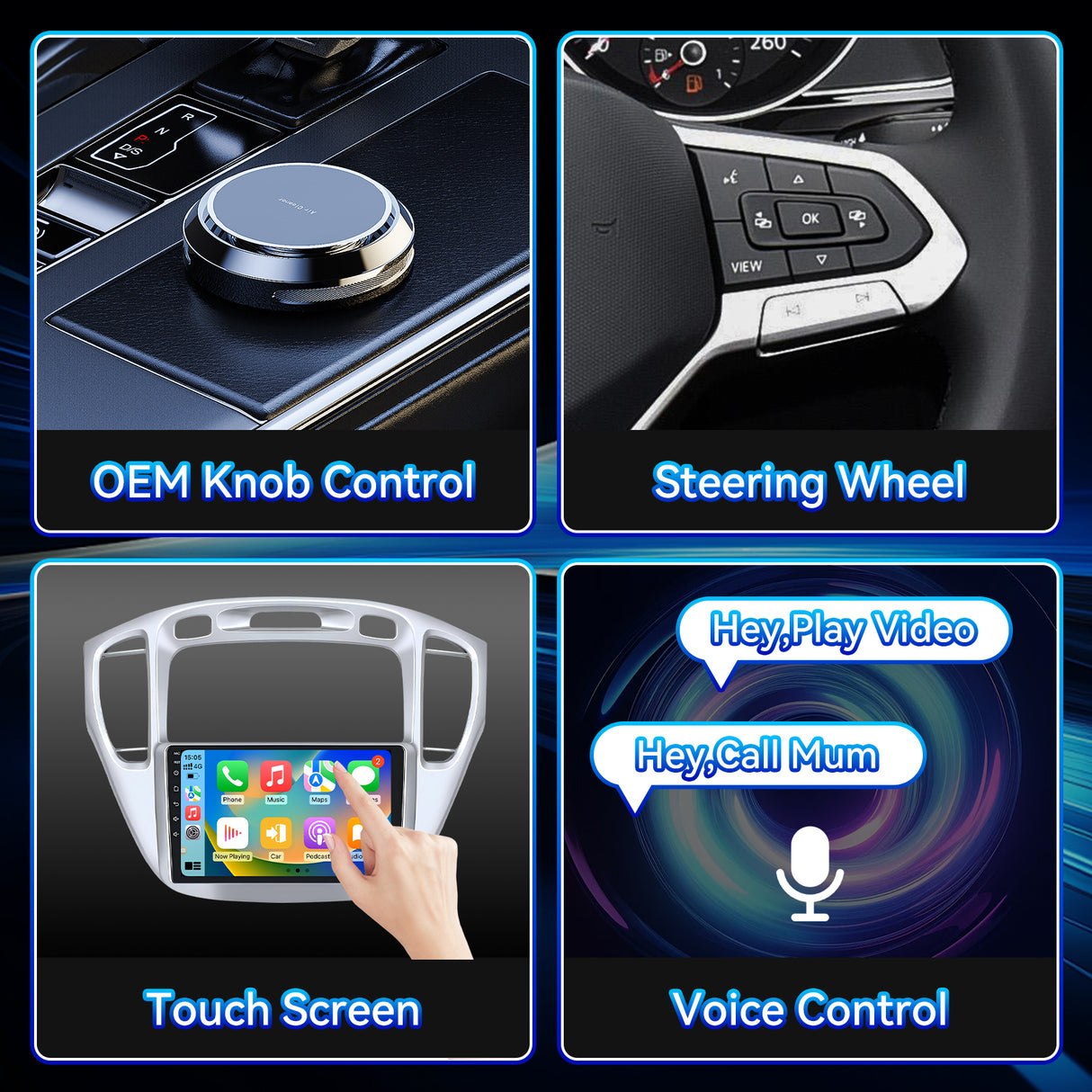 Car Stereo Radio for Toyota Highlander 2001-2007 with Wireless CarPlay & Android Auto AHD Backup Camera GPS SWC Bluetooth
