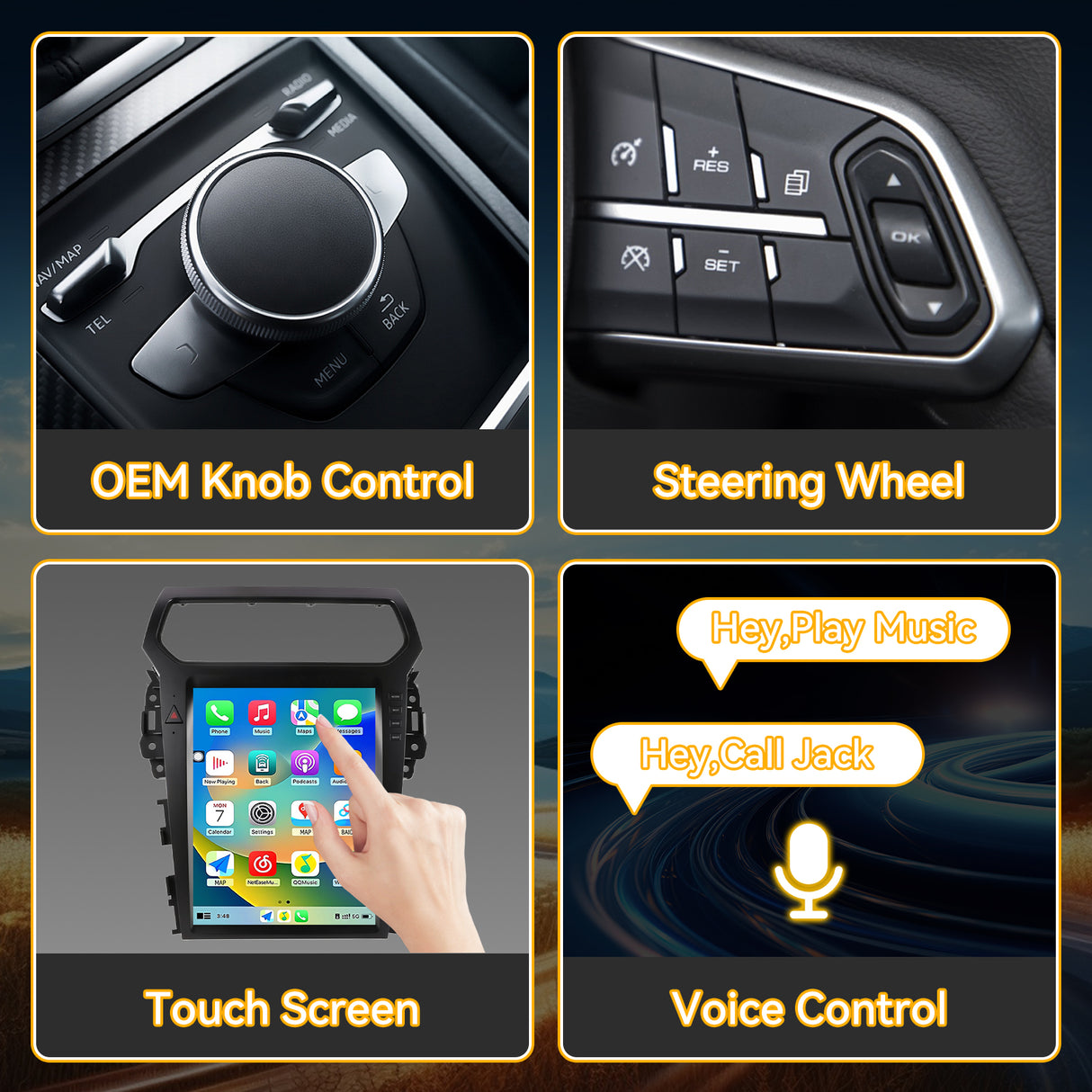 Car Stereo Radio 8-Core, with Android Auto Wireless Carplay for Ford Explorer 2011-2019 Upgrade 2K Touchscreen Bluetooth WiFi GPS DSP AM FM Head Unit