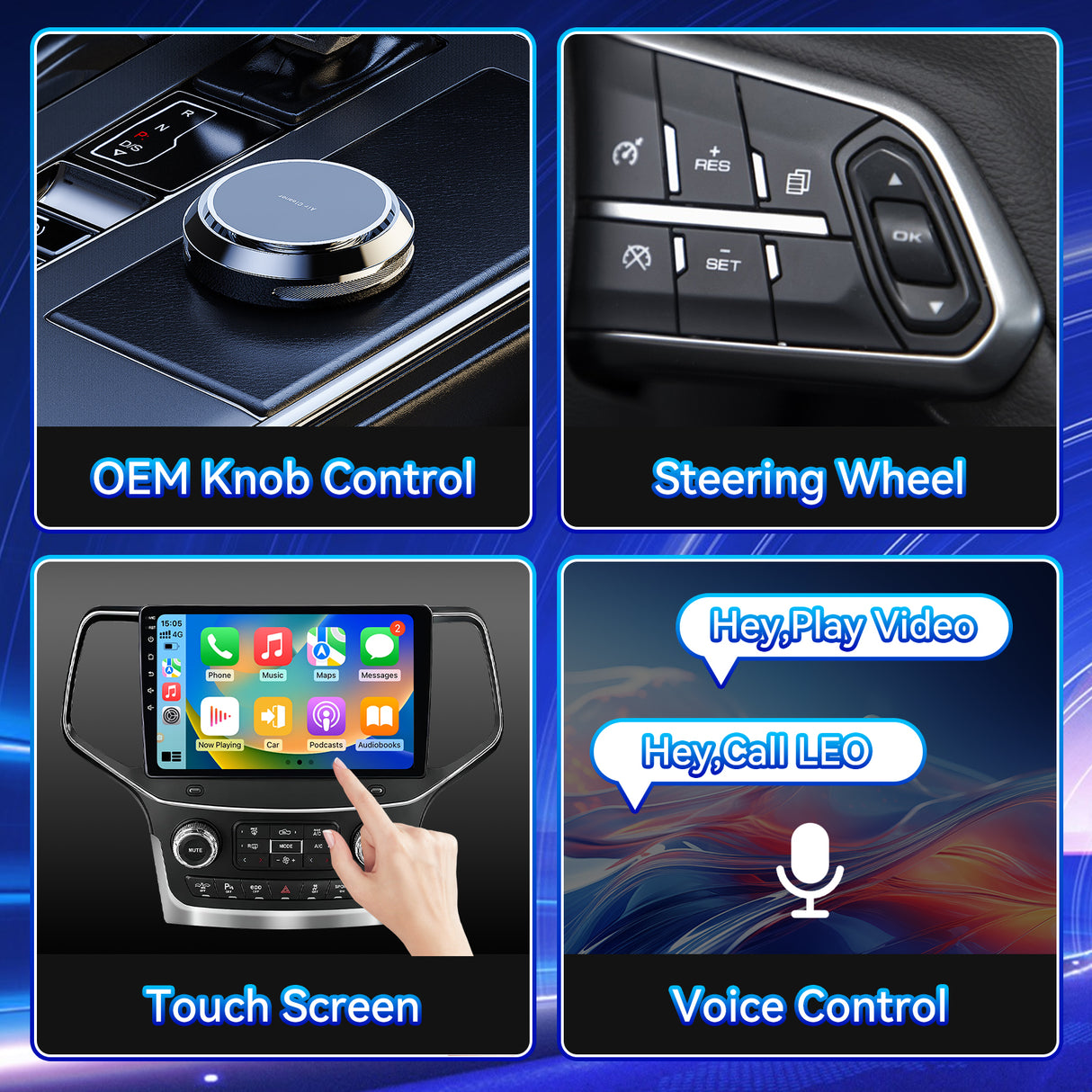 Car Stereo Radio for Jeep Grand Cherokee 2014-2021 with Wireless CarPlay & Android Auto 10.1" IPS Touchscreen WiFi GPS FM Audio 1080P Backup Camera