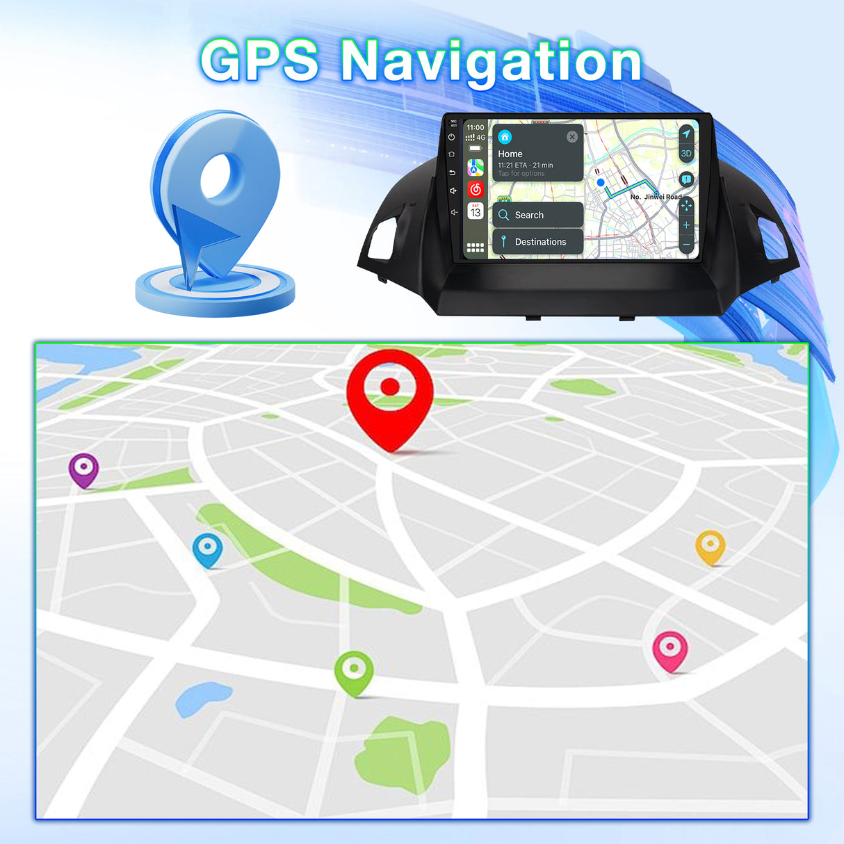 Car Radio Stereo Compatible with Ford Escape 2013 2014 2015 2016 2017 2018 2019,Android 13 Head Unit,WiFi/Bluetooth/Wireless CarPlay Andriod Auto