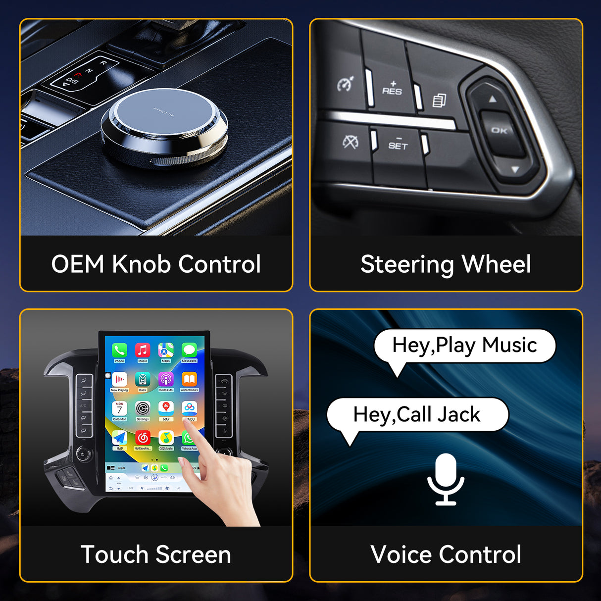 Car Stereo Radio with Android Auto Wireless Carplay for Chevrolet Silverado 2013-2019 GMC Sierra 2014-2020 Upgrade 2K Touchscreen Bluetooth WiFi GPS DSP AM FM Head Unit