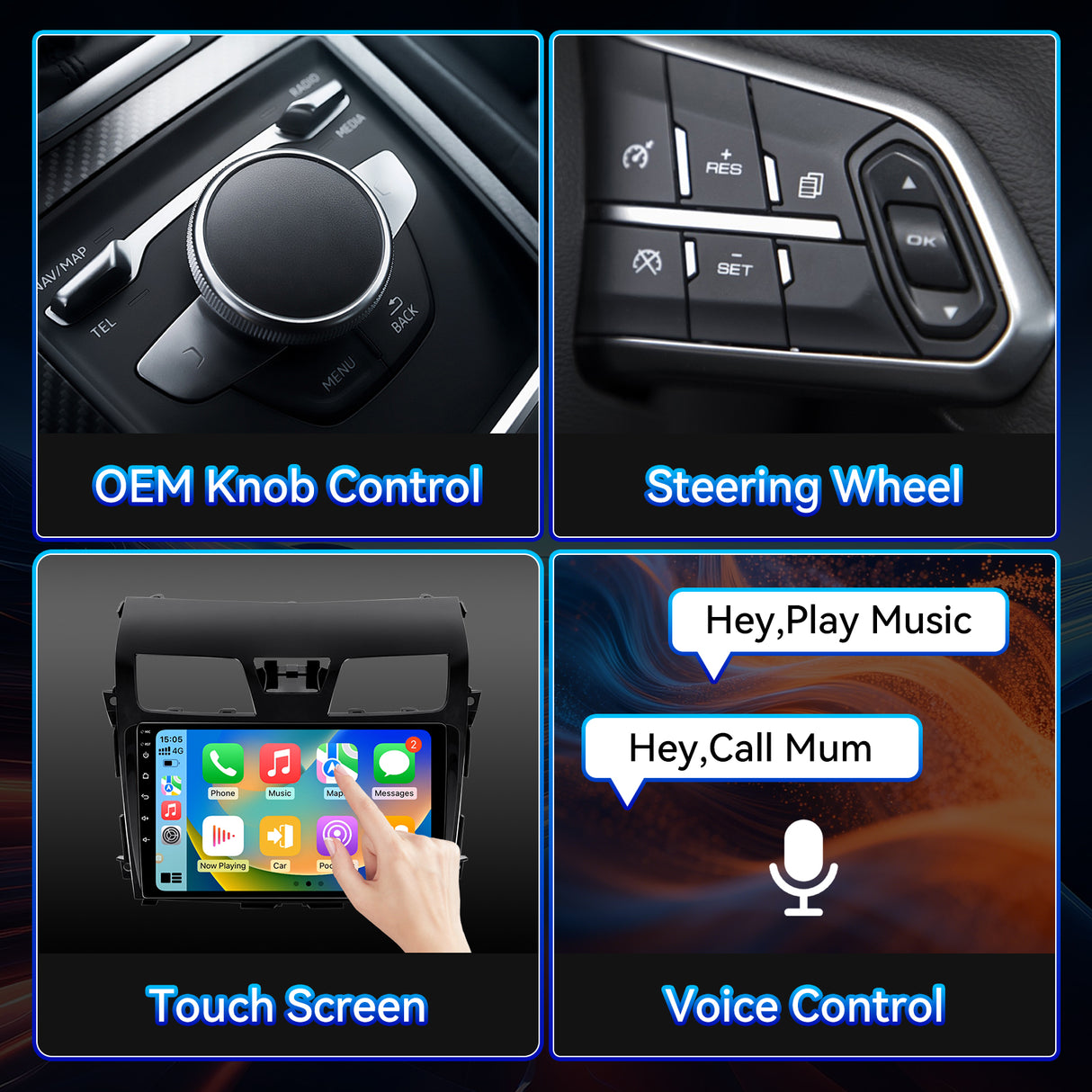Car Stereo Radio for Nissan Altima 2013-2015 with Wireless CarPlay & Android Auto, 10.1'' Touch Screen Built in Bluetooth GPS Navigation WiFi SWC Backup Camera MIC