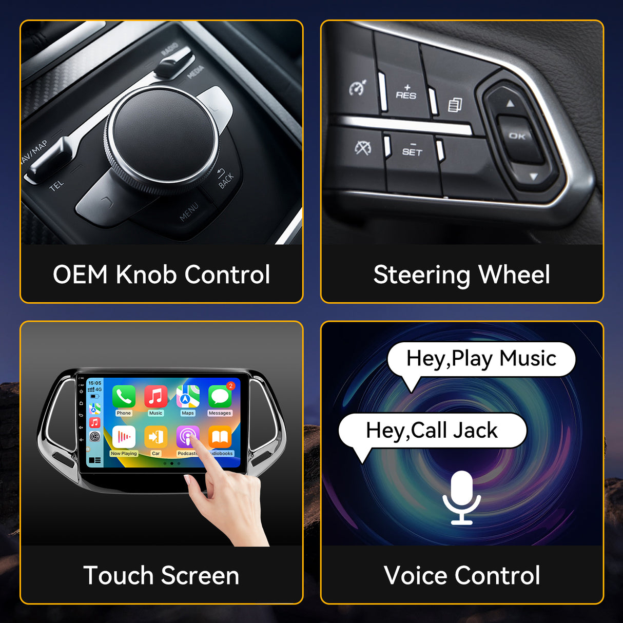 Car Stereo for Jeep Compass 2017-2020 Upgrade Wireless CarPlay & Android Auto AHD Backup Camera GPS SWC FM WiFi Bluetooth