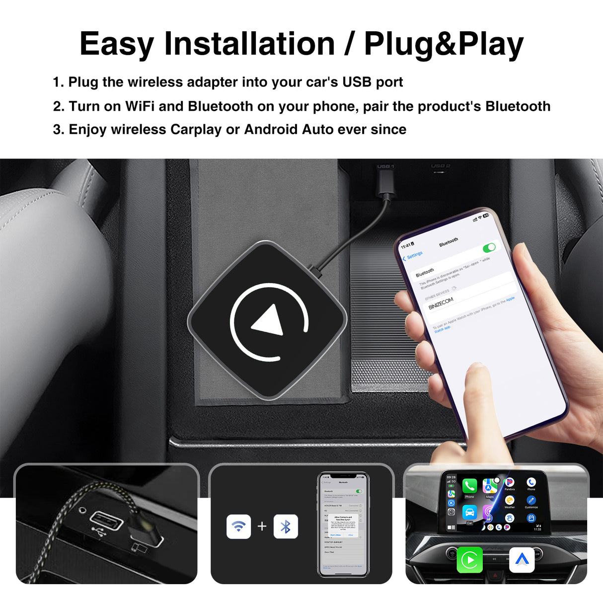 Wireless CarPlay/Android Auto Adapter for Stock Wired CarPlay/Android Auto Cars