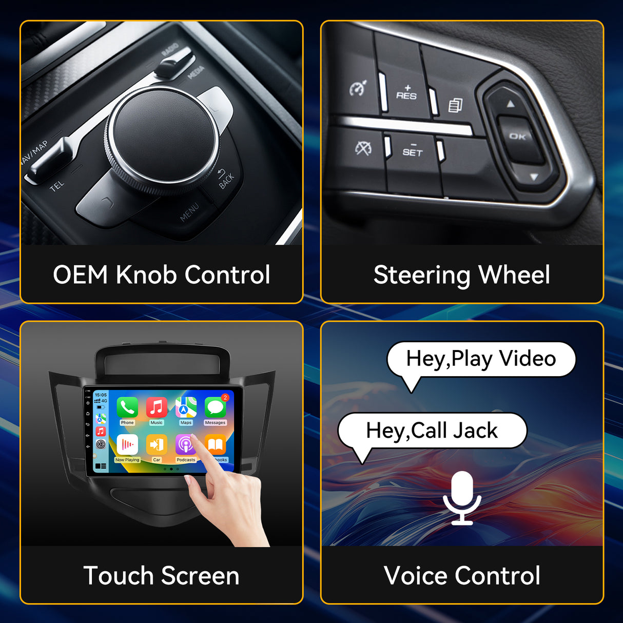 Car Stereo for Chevrolet Cruze 2009-2015 Upgrade Wireless CarPlay & Android Auto AHD Backup Camera GPS SWC FM WiFi Bluetooth