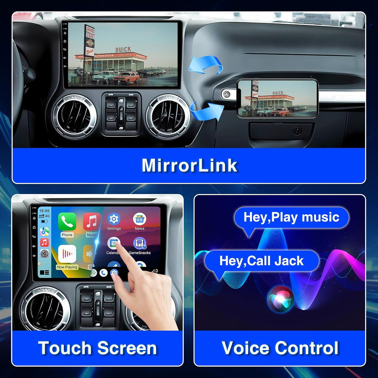 Binize Car Radio for Jeep Wrangler/Unlimited JK 2007-2018.Dodge Ram Pickup 1500/2500/3500 2009-2012