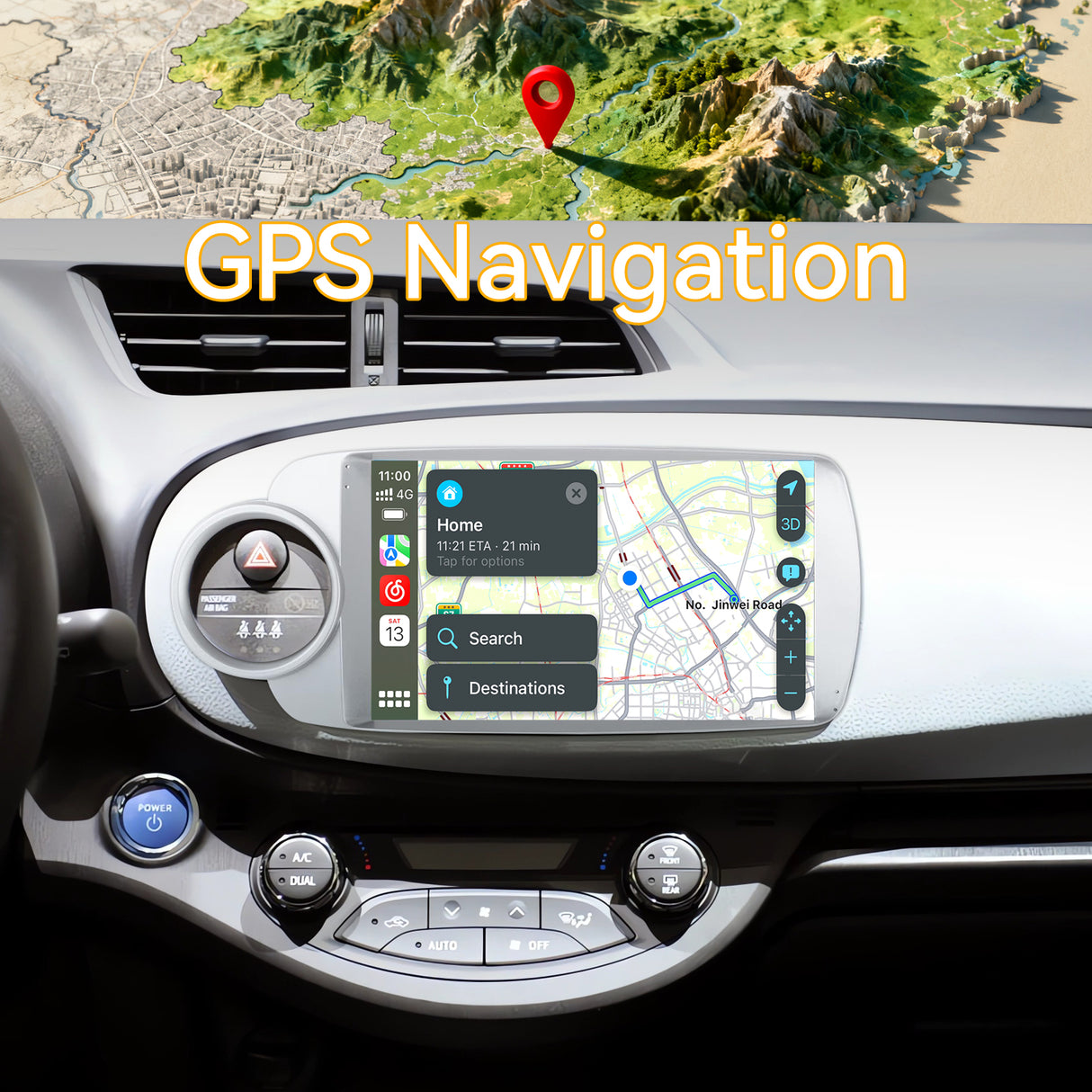 Car Stereo for Toyota Vitz 2012-2017 Upgrade Wireless CarPlay & Android Auto AHD Backup Camera GPS SWC FM WiFi Bluetooth