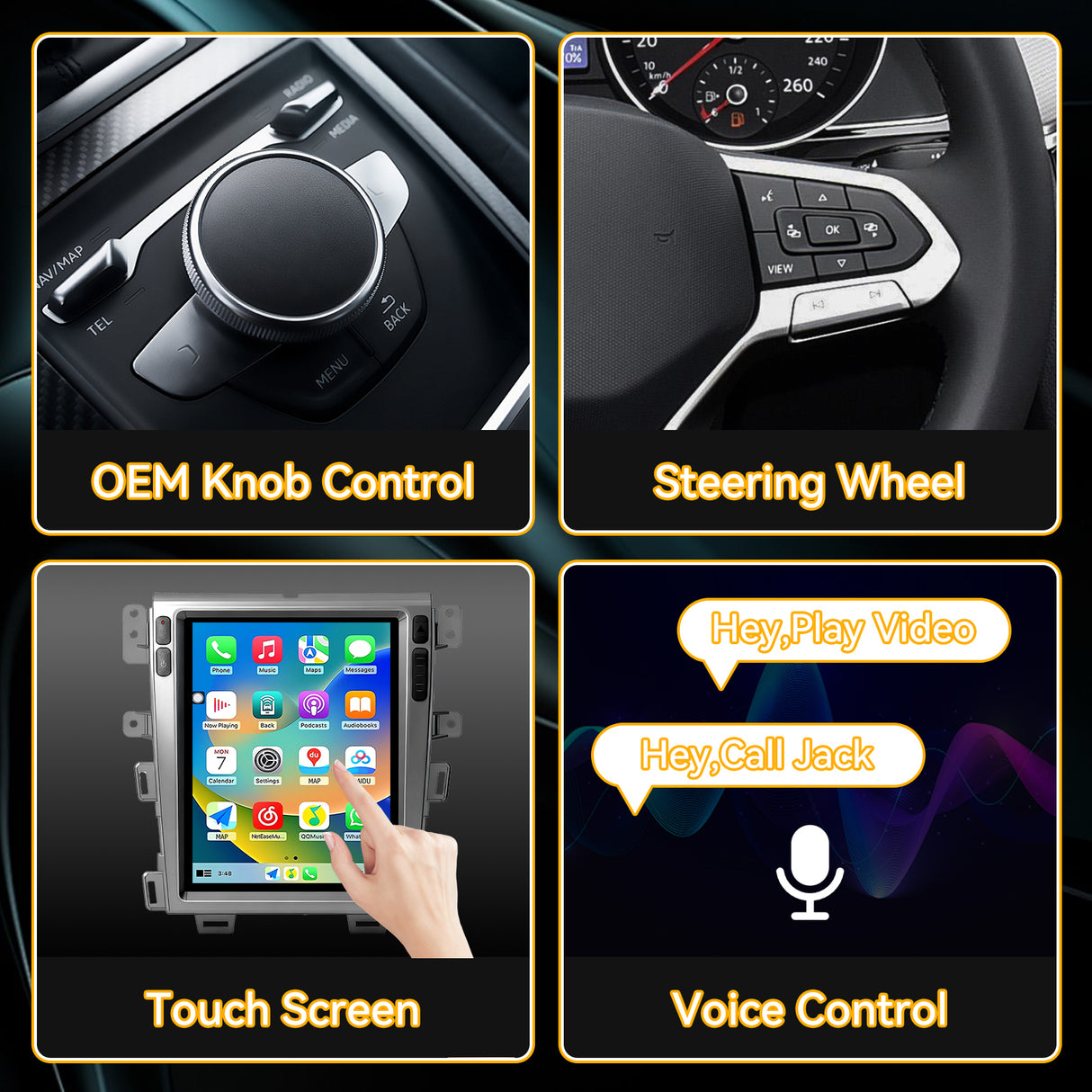 Car Stereo Radio 8-Core Qualcomm CPU, with Android Auto Wireless Carplay for Ford Edge 2009-2012 Upgrade 2K Touchscreen Bluetooth WiFi GPS DSP AM FM Head Unit
