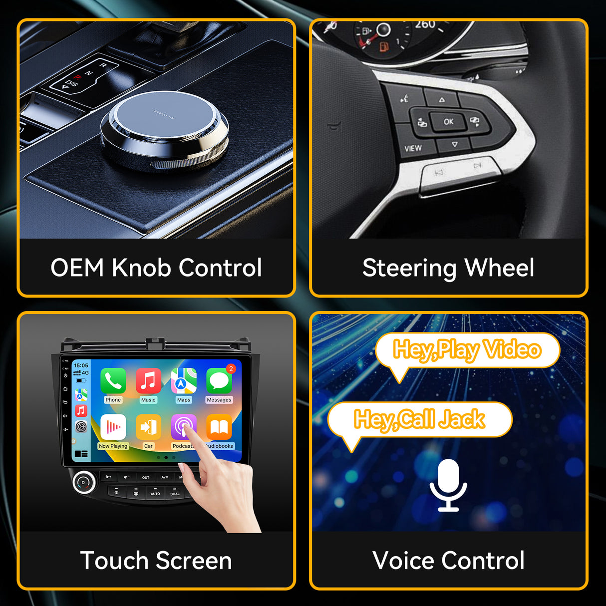 Car Stereo for Honda Accord 7th 2003-2007  Upgrade Wireless CarPlay & Android Auto AHD Backup Camera GPS SWC FM WiFi Bluetooth