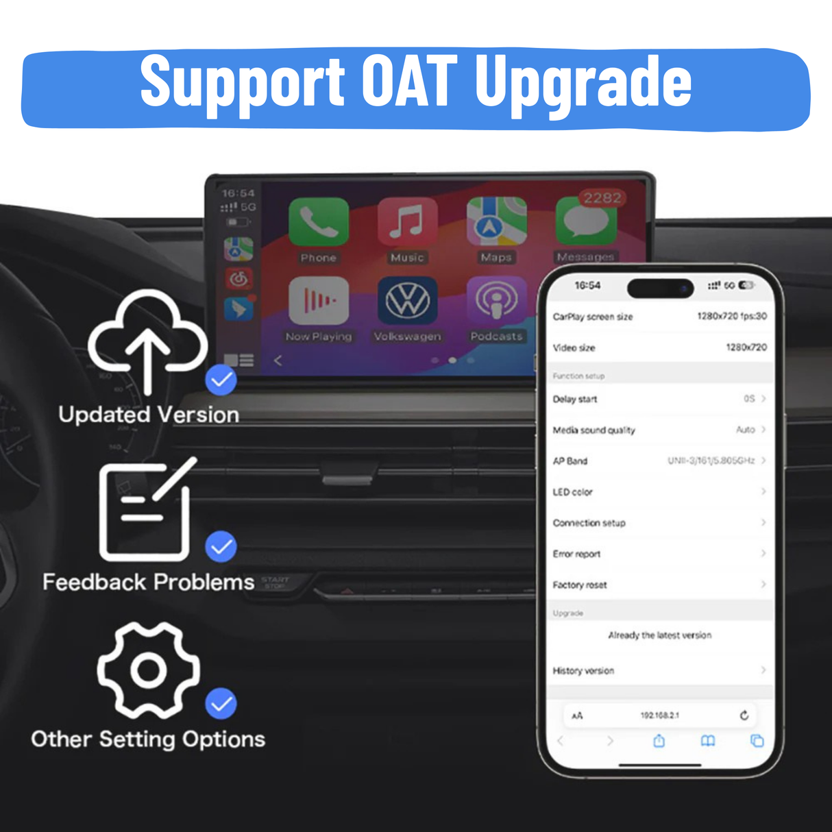 Wireless CarPlay & Android Auto Adapter for Car with OEM Wired CarPlay/Android Auto