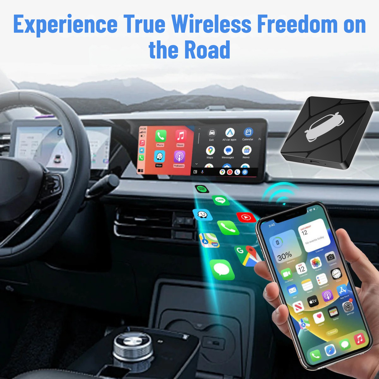 Wireless CarPlay & Android Auto Adapter for Car with OEM Wired CarPlay/Android Auto