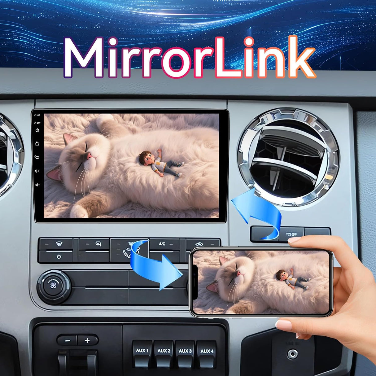 Car Radio for Ford F150 2004-2008/Ford Expedition 2007-2014/Edge 2007-2010, QLED HD Touchscreen, Wireless CarPlay/Android Auto, GPS, 5G WiFi, SWC, AHD Backup Camera