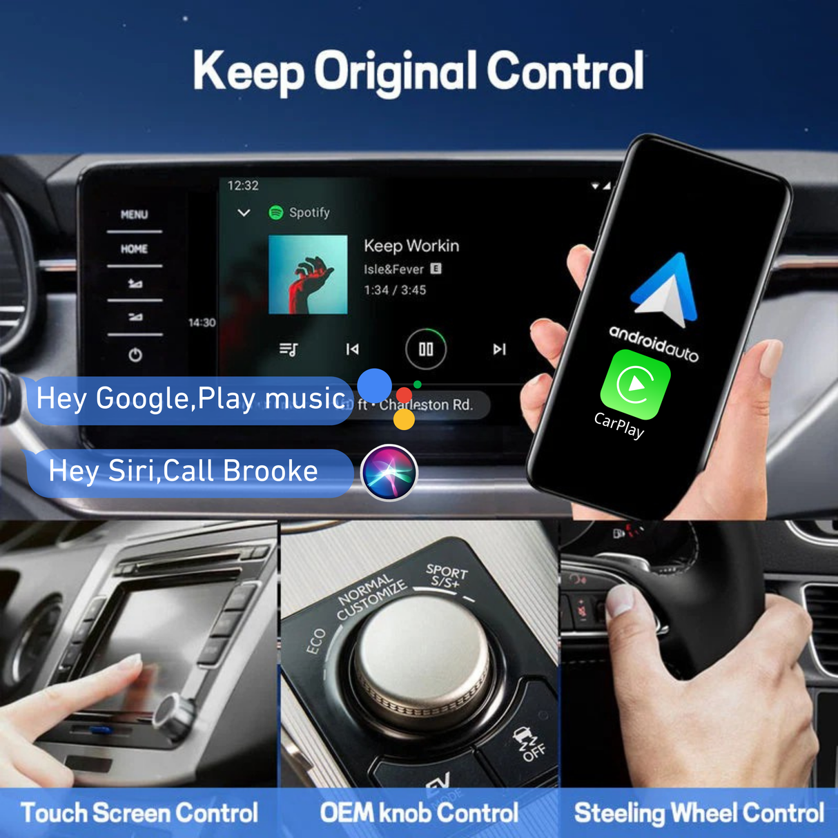 Wireless CarPlay & Android Auto Adapter for Car with OEM Wired CarPlay/Android Auto