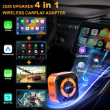 4-in-1 Mini Wireless CarPlay & Android Auto Adapter with iPhone & Android Screen Mirroring for Stock Wires  CarPlay & Android Auto Vehicles