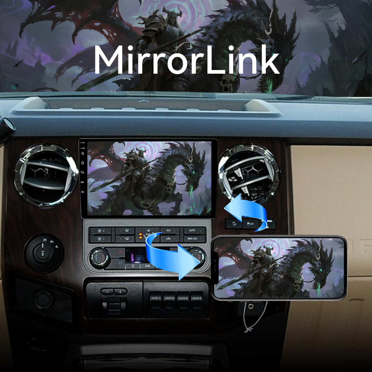 Car Stereo Radio for Ford F150 2004-2008 & F250/F350 2006-2016 with Wireless CarPlay & Android Auto 10.1-Inch IPS Touchscreen GPS WIFI SWC Backup Camera