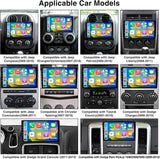 Car Radio Stereo for Jeep Wrangler (2007-2018), Dodge Ram(2009-2012), JK, Compass. Wireless CarPlay & Android Auto, Touchscreen, WiFi/BT/GPS/FM/Backup Camera/SWC