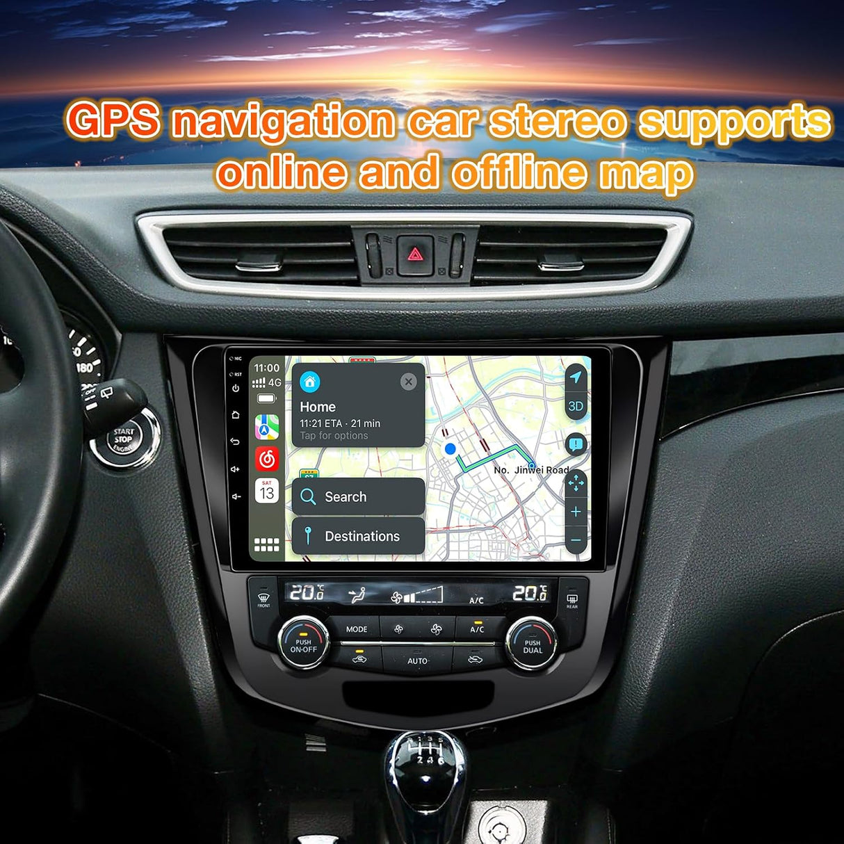 Car Radio Stereo for Nissan X-Trail Qashqai Rogue 2014-2018, Touchscreen with Wireless CarPlay & Android Auto, WiFi, GPS, FM RDS, Backup Camera, SWC, (Auto AC)