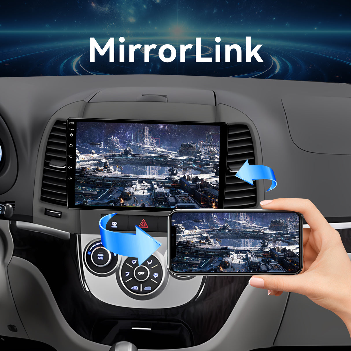 Car Stereo for Hyundai Santa Fe 2006-2012 Upgrade Wireless CarPlay & Android Auto AHD Backup Camera GPS SWC FM WiFi Bluetooth