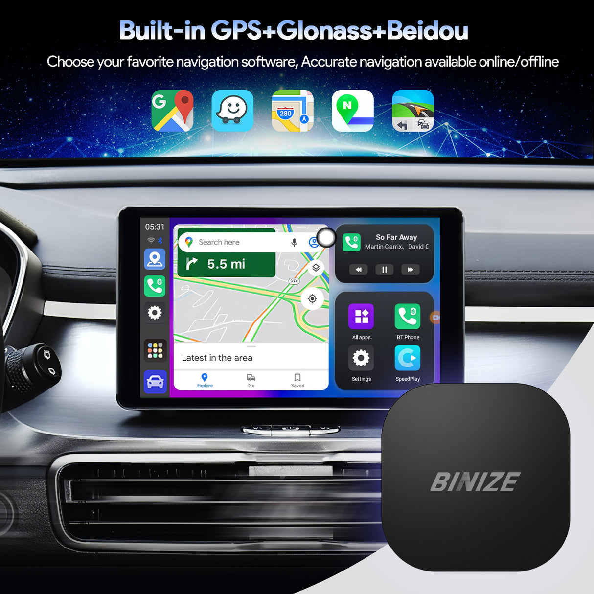 Binize Android CarPlay BOX with Netflix for Car with OEM CarPlay