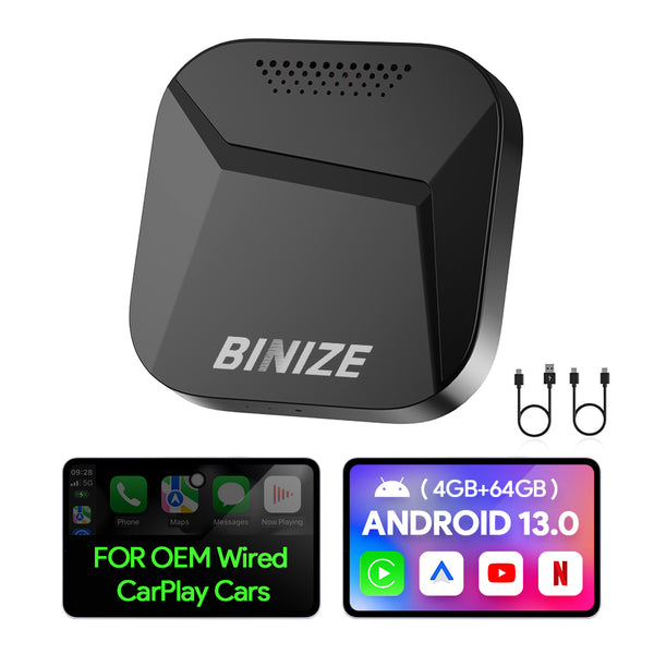 Binize Android 13 CarPlay AI BOX for OEM Car with Wired CarPlay