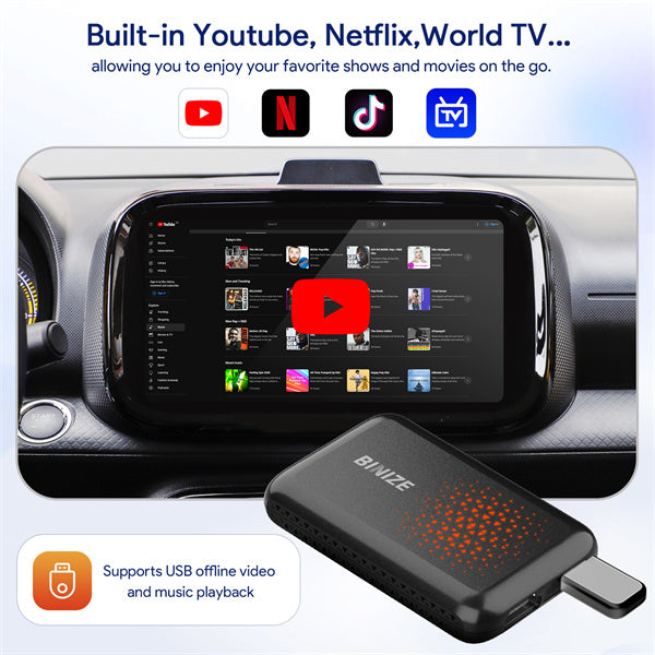 Binize Wireless CarPlay AI BOX for Car with OEM Wired CarPlay