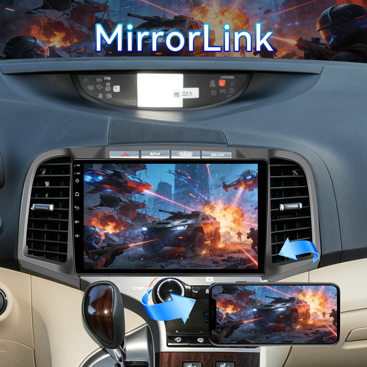 Car Stereo Radio for Toyota Venza 2008-2016 with Wireless CarPlay & Android Auto 9-Inch HD Touchscreen GPS WiFi Mirror Link DSP EQ SWC AHD Backup Camera