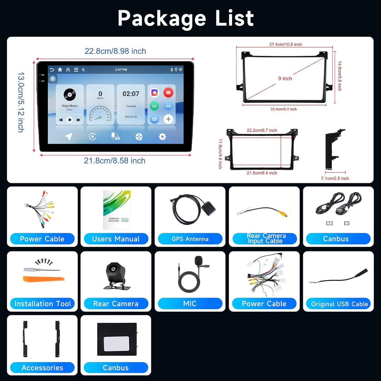 Car Stereo for Toyota Prius XW50 2015-2020 with Touchscreen Wireless CarPlay &Android Auto, GPS,Bluetooth, WiFi