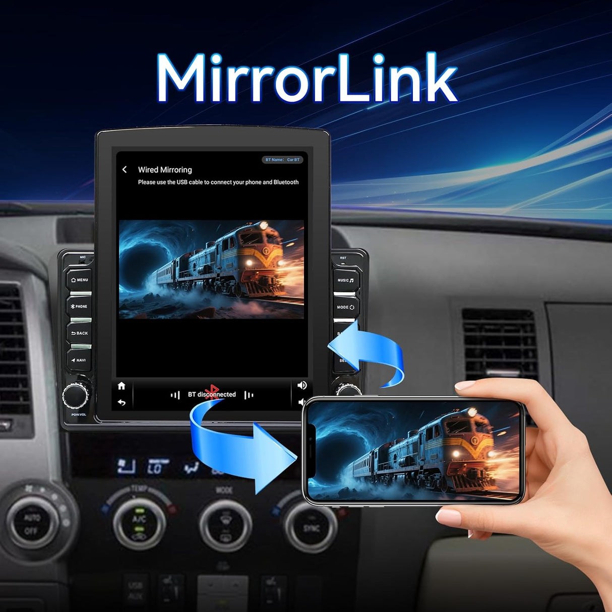 Car Radio Stereo for Toyota Tundra 2007-2013 Sequoia 2008-2018 Touch Screen with Wireless CarPlay & Android Auto FM Radio Upgrade Bluetooth GPS Navigation Backup Camera