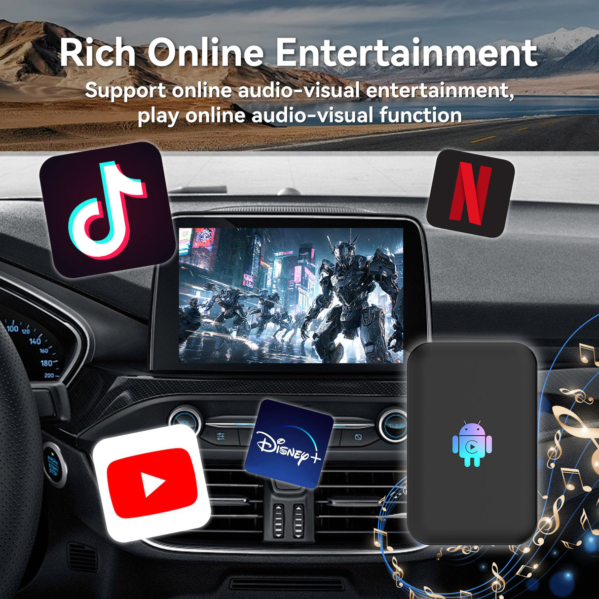 Lite S Wireless Dongle CarPlay Android auto Android Ai Box Wireless Adatper for Netfilx Youtube  Spotify HD Output