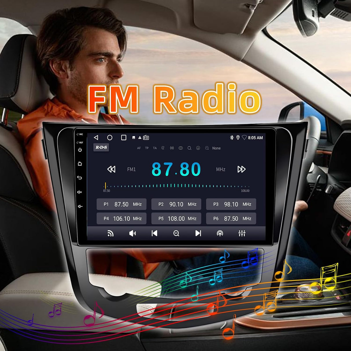 Car Radio Stereo for Nissan X-Trail Qashqai Rogue 2014-2018, Touchscreen with Wireless CarPlay & Android Auto, WiFi, GPS, FM RDS, Backup Camera, SWC, (Auto AC)