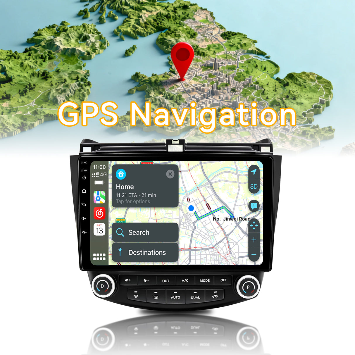 Car Stereo for Honda Accord 7th 2003-2007  Upgrade Wireless CarPlay & Android Auto AHD Backup Camera GPS SWC FM WiFi Bluetooth