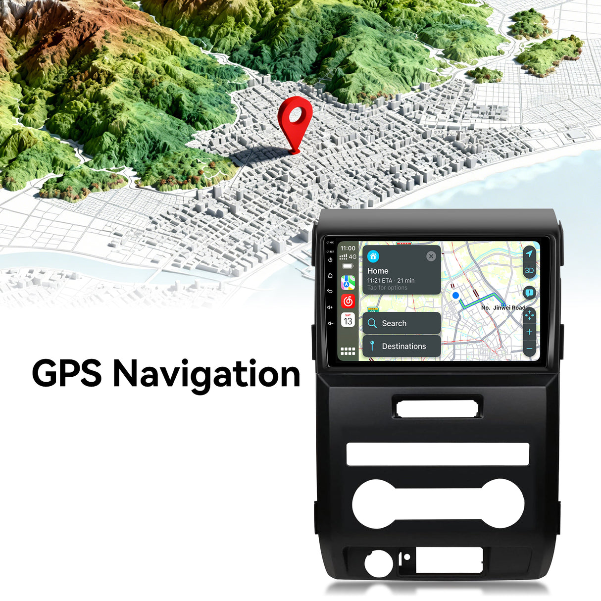 Android 13 Car Radio Compatible with Ford F150 2009 2010 2011 2012 Manual AC Upgrade, Car Stereo Replacement Wireless CarPlay & Android Auto