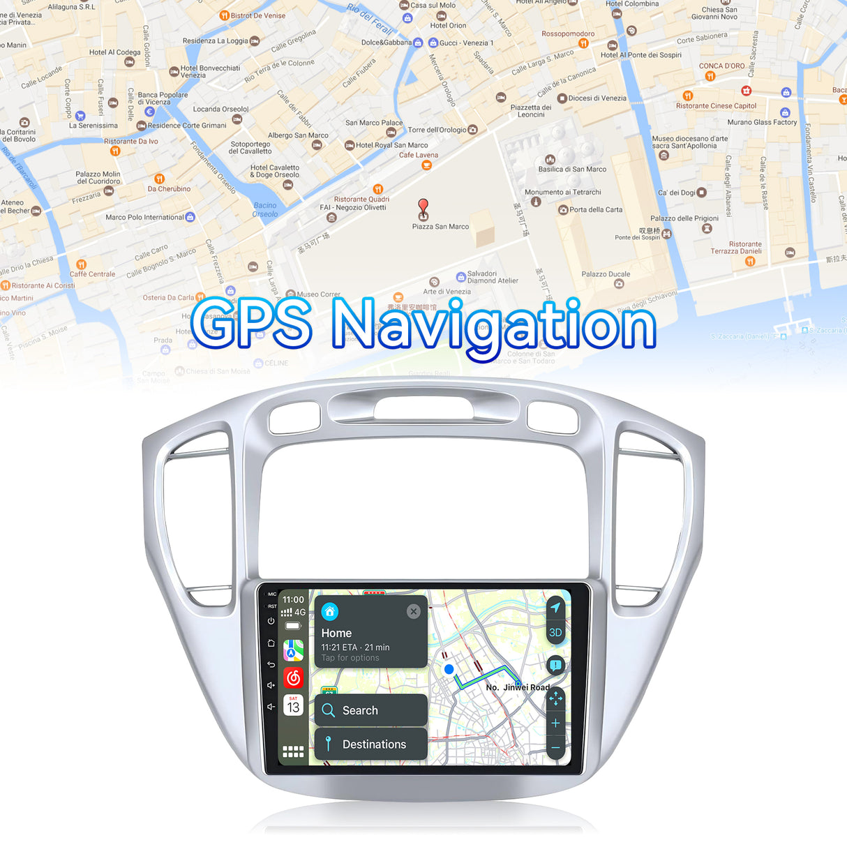 Car Stereo Radio for Toyota Highlander 2001-2007 with Wireless CarPlay & Android Auto AHD Backup Camera GPS SWC Bluetooth