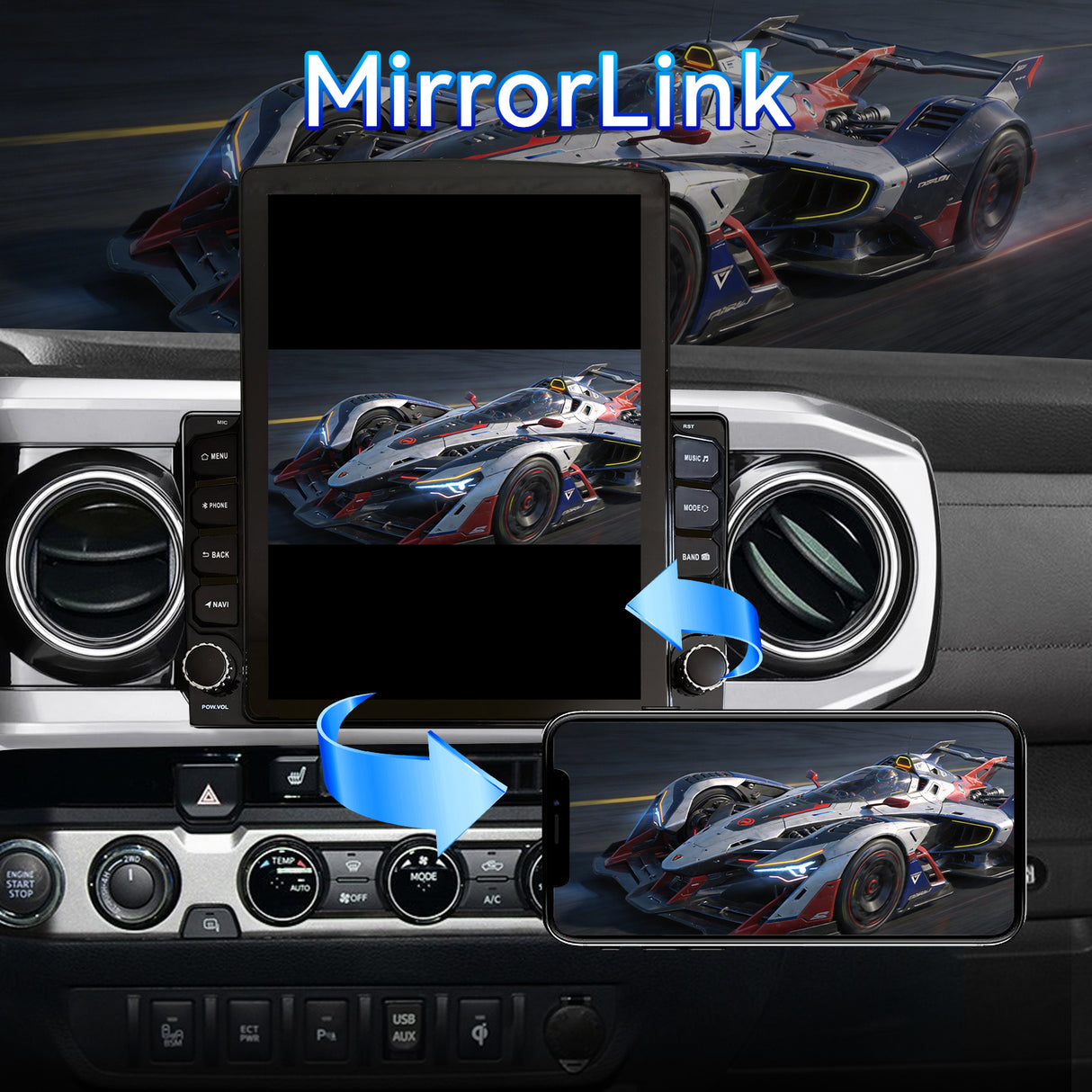 Car Stereo Radio for Toyota Tacoma 2016-2023 with Wireless CarPlay & Android Auto GPS SWC 1080p Backup Camera